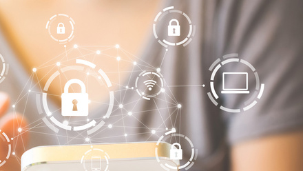 Using smartphone with icon graphic cyber security network of connected devices and personal data iStock-1090870004.jpg 4